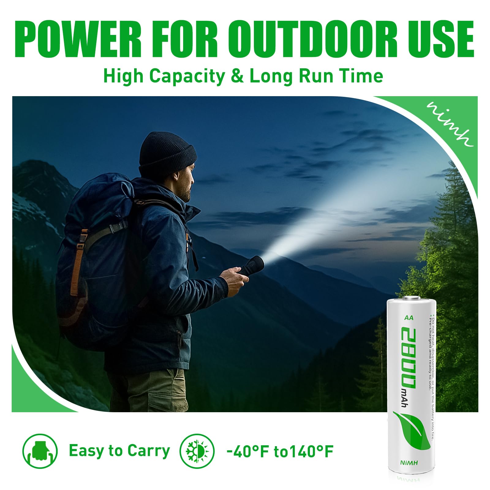 Rechargeable AA Batteries 8Pack, 2800mAh High-Capacity, NiMH, Double A Battery, Long-Lasting, AA Rechargeable Batteries for Household and Office Devices, Pre-Charged - 1.2V Low Self Discharge