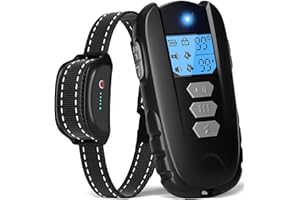 WUJ Dog Training Collar with Remote - Waterproof Shock Collar for Dogs Adjustable Levels (1-99) Beep Vibration Shock Flashlight Rechargeable Dog E Collar for Training Small Medium and Large Dogs Black