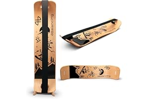 4Balancing Balance Board for Kids - Slackline Wooden Wobble Board - Slackboard Balance Trainer for Coordination - Training for Skateboard, Snowboard, Football, Soccer, Baseball, Basketball