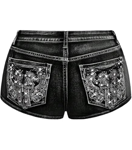 Amazon.com: Milumia Women's Y2k Rhinestone Denim Shorts Punk