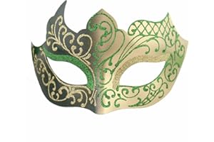 Seglorwy Masquerade Mask for Men Vintage Venetian Mardi Gras Halloween Christmas Party Masks (Green with Buckle)