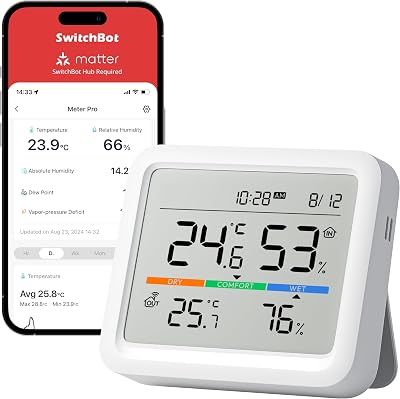 Bluetooth Estación Meteorológica para Hogar Sensor Exterior Inalámbrico, Monitor Temperatura/Humedad con Fecha y Previsión Meteorológica, 120m Bluetooth, Archivo de Datos Gratis Exportar