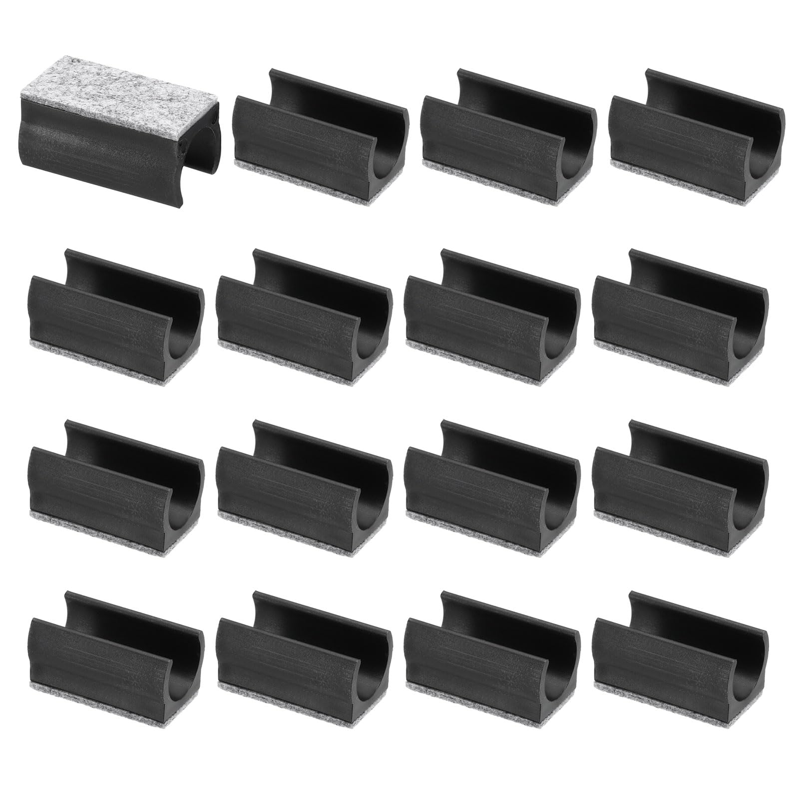 PATIKIL 19mm Rectangle Chair Leg Cover with Felt Pad, 16Pcs Slide Smoothly No Scratches No Noise Furniture Feet Hardwood Protectors Tips Floor Glides Tubing Caps for Office, Black Grey