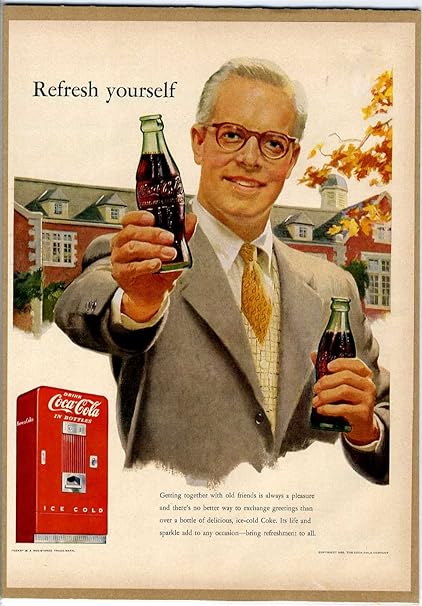Amazon 1952年 コカコーラ Cocacola イラスト 1950年代 アメリカ雑誌広告 インテリアポスターに ソフトドリンク広告 ホーム キッチン 通販