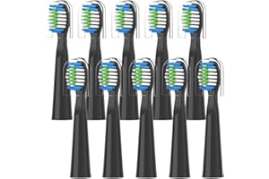 10PCS,Compatible for Fairywill，FW-E11 E10 E6 D7S Electric Toothbrush Replacement Brush Heads(10PCS Black)