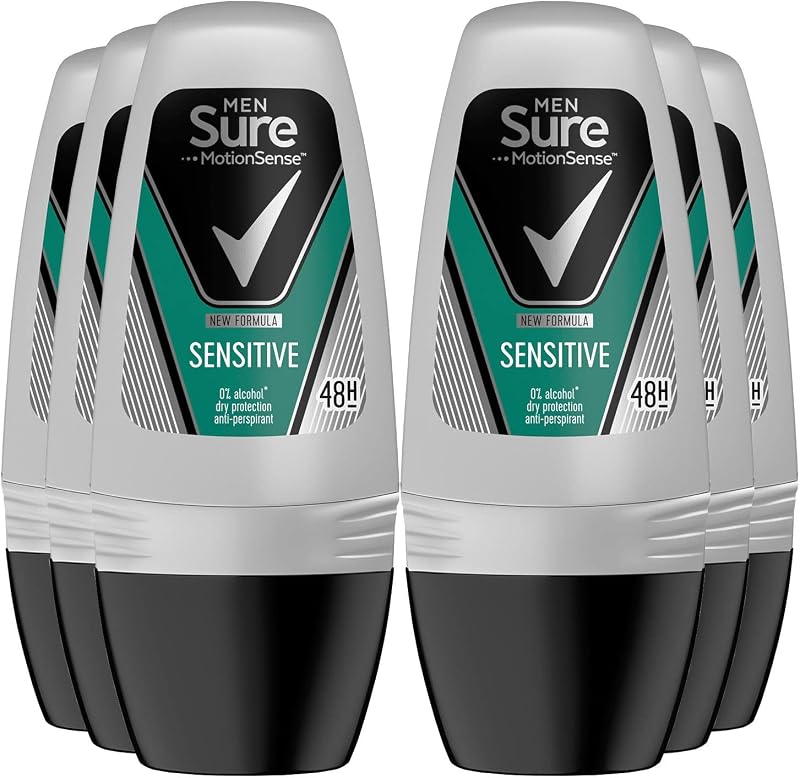 Sure Men Motion Sense Antiperspirant Deodorant Sensitive Dry Roll-On 50ml 6 Pack
