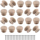 Zorfeter 20 Pcs Wood Unfinished Drawer Knobs Mushroom Shape | Diameter: 28mm, Height: 21mm, Furniture Cabinet Knobs Pulls Handles