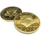 President Donald Trump Gold American Eagle Challenge Coin 2019 with Certificate of Authenticity, Oval Office, Trump Coin Collectors Souvenir, 24k Plated Gold, 38mm x 2mm in Protective Case
