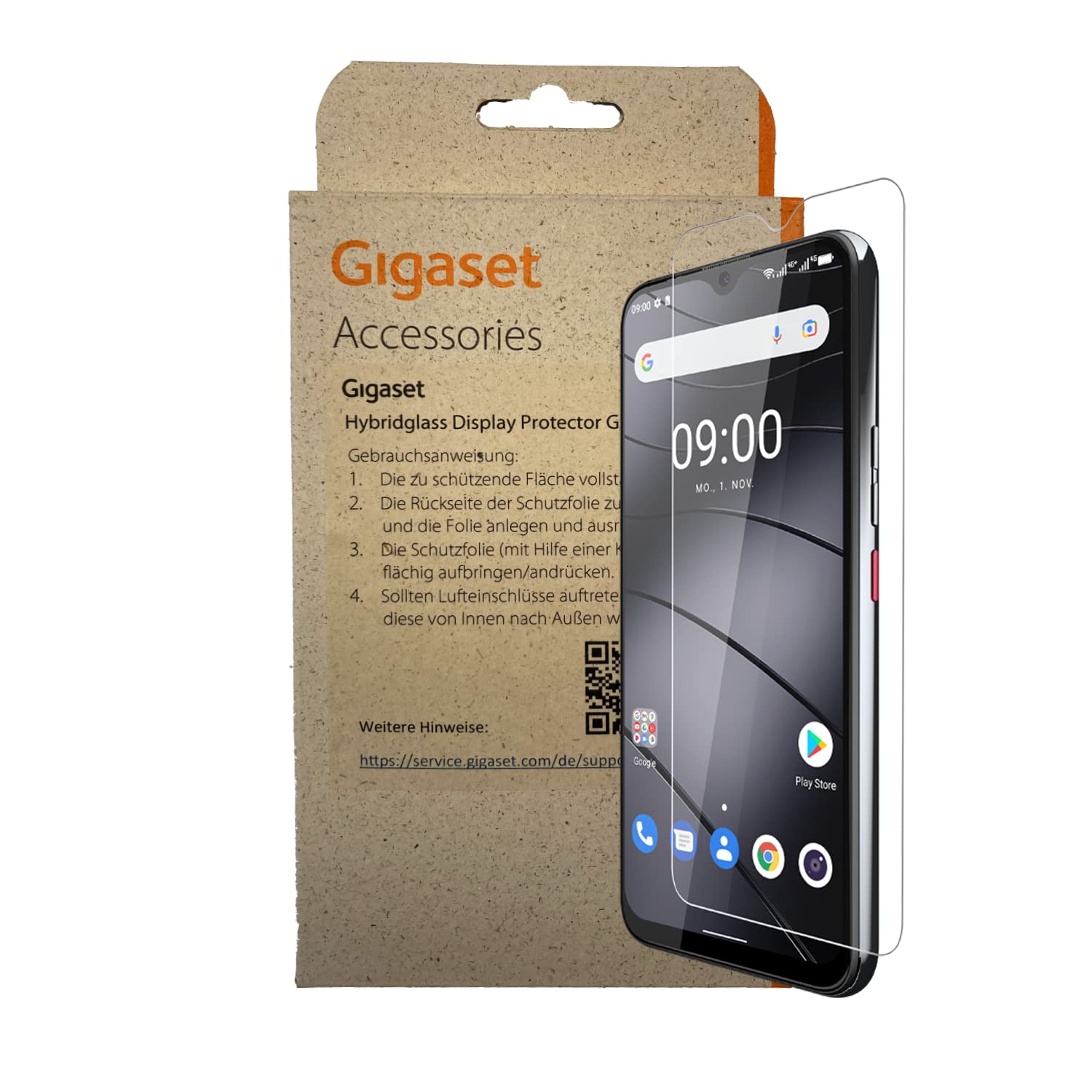 Gigaset GS5 display protector - hybrid glass protection for the display, user-friendly film glass - protection against dirt and scratches - easy to install in a few seconds, 1 piece, transparent