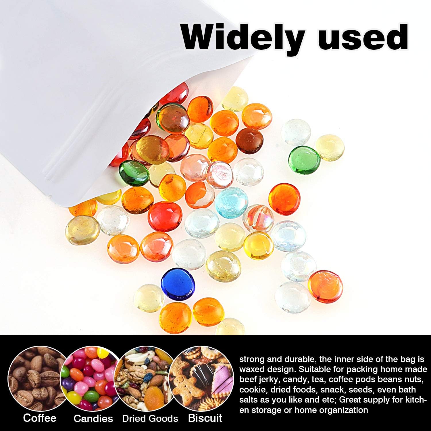 TsunNee 50PCS Kraft Paper Stand Up Food Bags, Kraft Paper Food Storage Pouches, Reusable Ziplock Seal Bags - Image 3