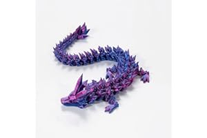 TWWKDD 3D Printed Dragon in Egg, 12" Articulated Crystal Dragon, Crystal Dragon Fidget Toy for Adult, 3D Prited Dragon, Home Office Decor Executive Desk Toys(12In Laser Blue Dragon)