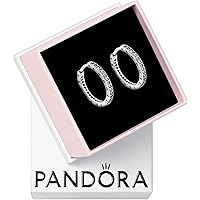 Amazon.com: PANDORA Sparkle and PANDORA Logo Hoop Earrings