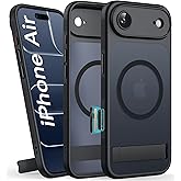 BXYJY for iPhone Air Magnetic Case with Stand, Camera Control Button, Compatible with MagSafe, Full Lens Protection, Rugged Military Grade Drop, Hard Translucent Matte Slim Case for iPhone Air, Black
