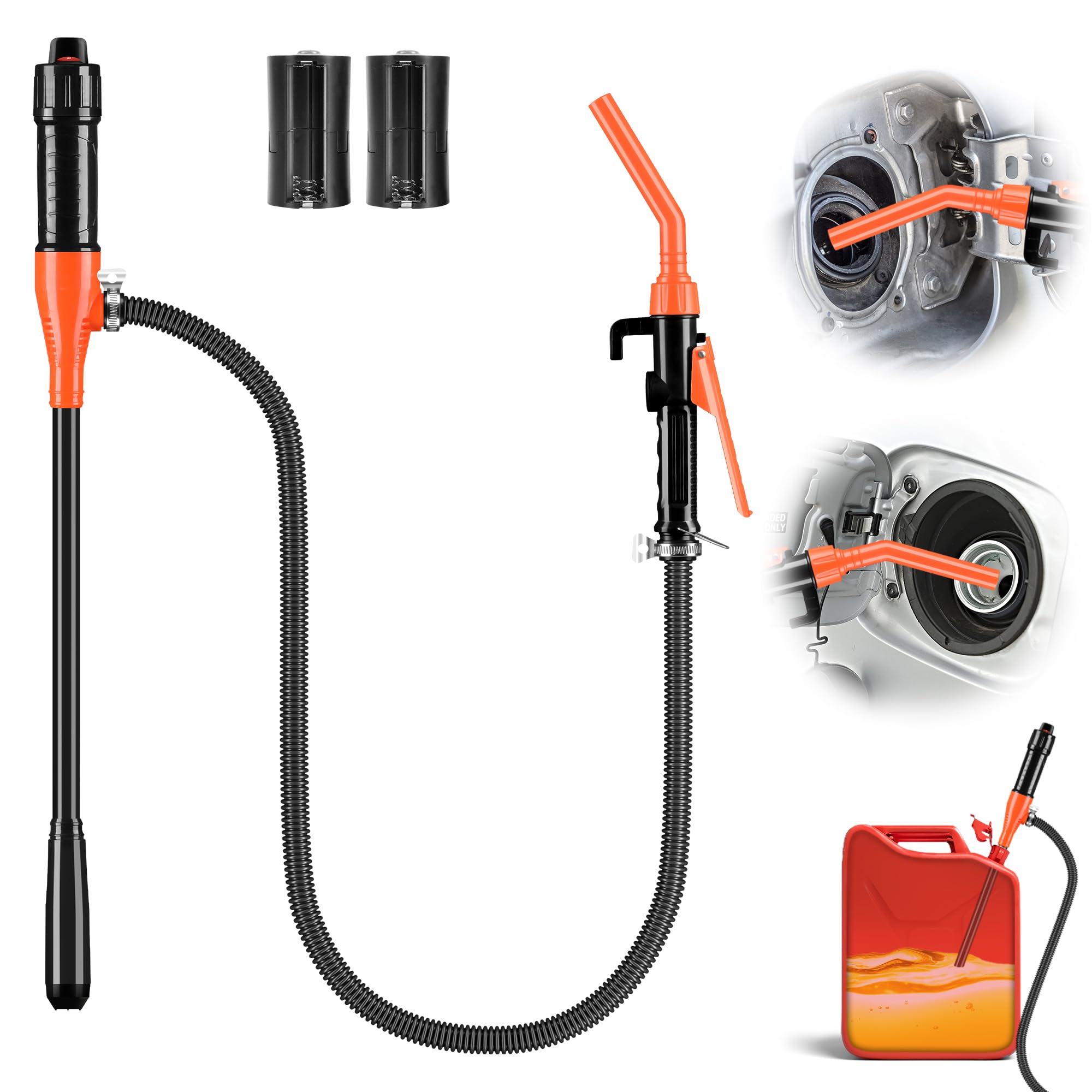 Photo 1 of Kiweoci Electric Fuel Transfer Pump Powered, 3GPM Portable Fluid Transfer Siphon Pump with Oil Pipeline, Battery Gas Pumps with Adjustable Flow Control Nozzle for Car Gas Can/Gasoline/Water/Oil