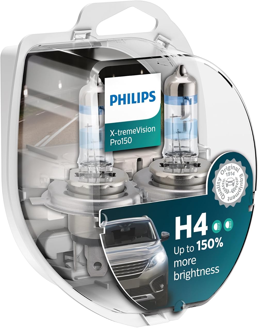 Philips X-tremeVision Pro150 H4 Car Headlight Bulbs Pair