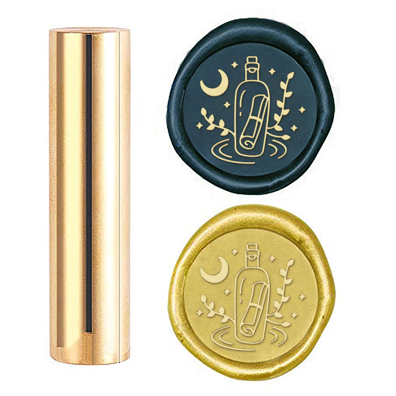 CRASPIRE Wax Seal Stamp Wishing Bottle, Sealing Wax Stamps Moon Mini Brass Stamp Gun Wax Seal 15mm for Envelope Invitation Wedding Embellishment Bottle Decoration Gift Card