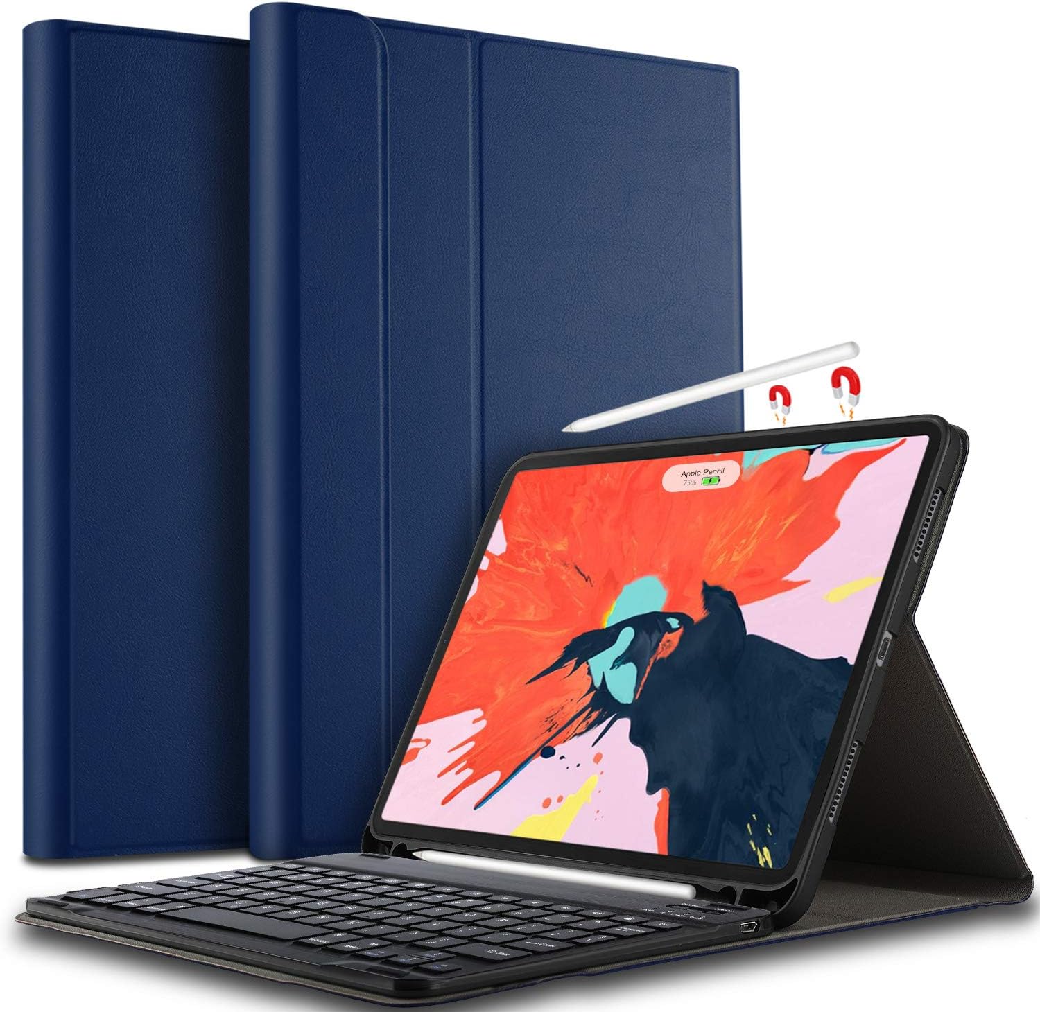 IVSO Keyboard Case for ipad pro 11 - Detachable Wireless Keyboard Front Prop Stand Case Cover Apple Pencil Charging Supported Fit for Apple ipad pro 11 2018 (Blue)