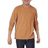 Haloumoning Boys Long Sleeve Shirts Kids Crewneck T Shirts Casual Tops Tees with Chest Pocket 5-14 Years