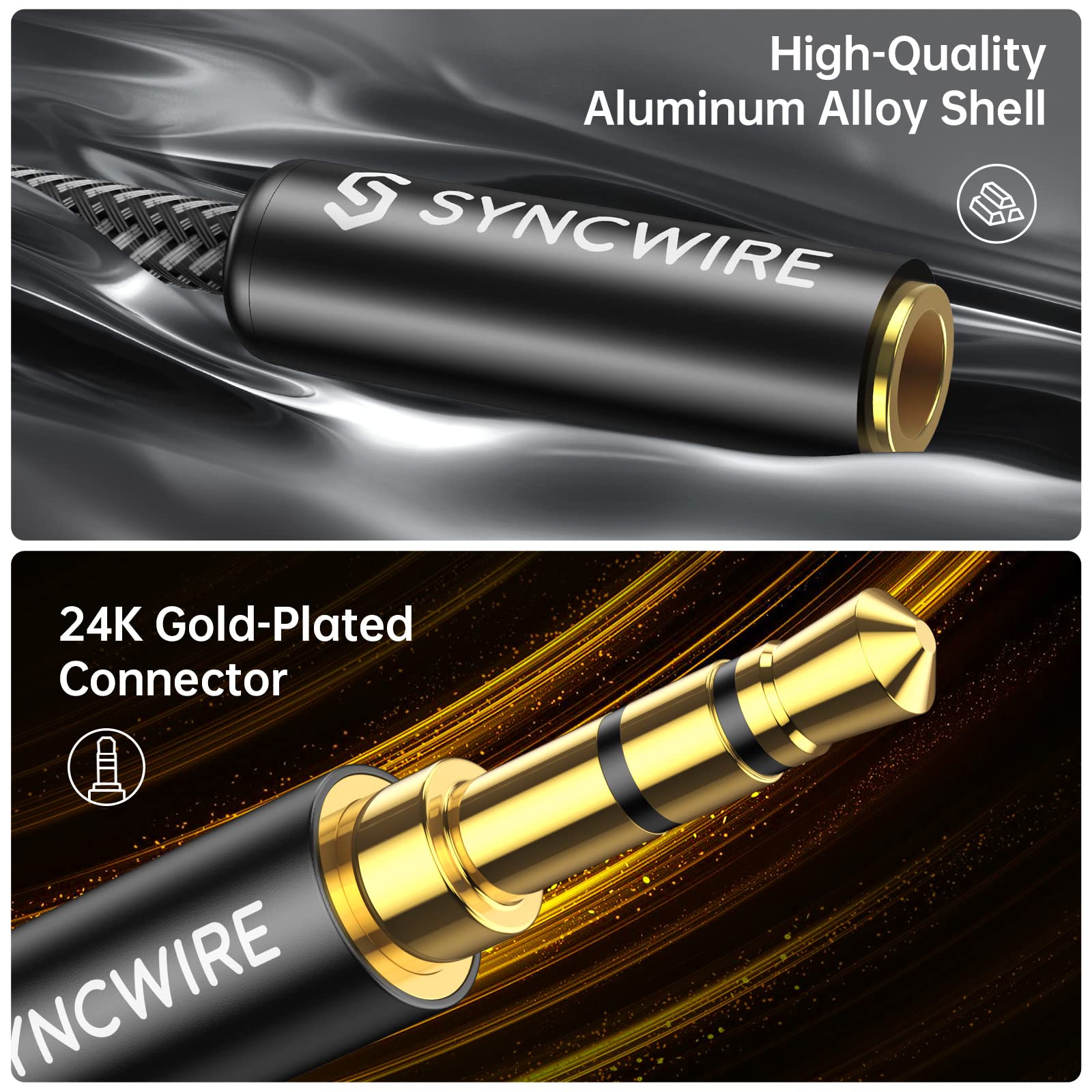 SYNCWIRE Headphone Splitter, Nylon-Braided Extension Cable Audio Stereo Y Splitter (Hi-Fi Sound), 3.5mm Male To 2 Ports 3.5mm Female Headset Splitter for Phone, PS4, Switch, Tablets & More