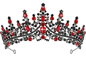 TOBATOBA Queen of Hearts Crown, Royal Queen Crown for Women, Gothic Black Crown Red Crown, Princess Tiaras for Women Girls, Baroque Crown Quinceanera Headpieces for Birthday Prom Pageant Halloween