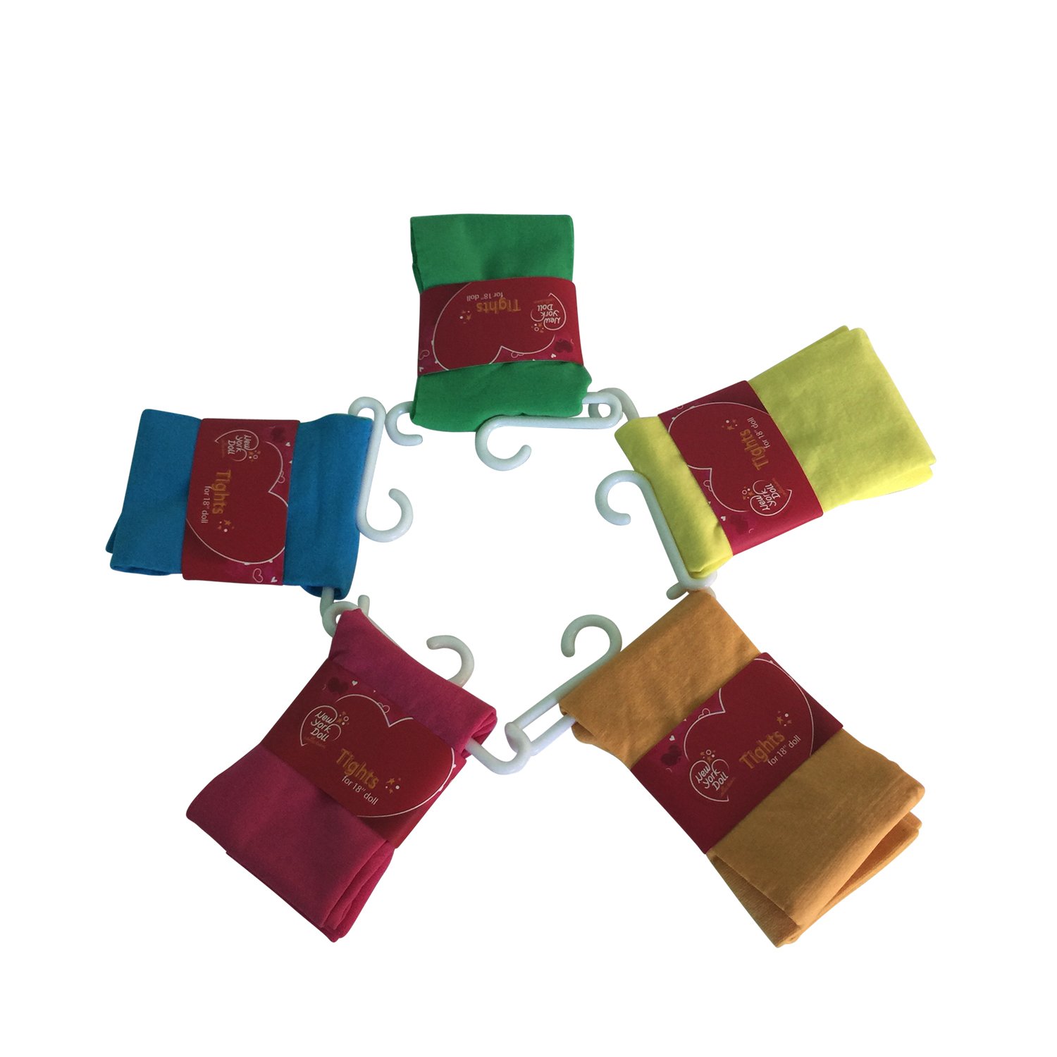 The New York Doll Collection Set of 5 Solid Coloured Tights Pantyhose Fits 18 inch/46 cm Fashion Dolls – Leggings – Dolls Clothes Accessories