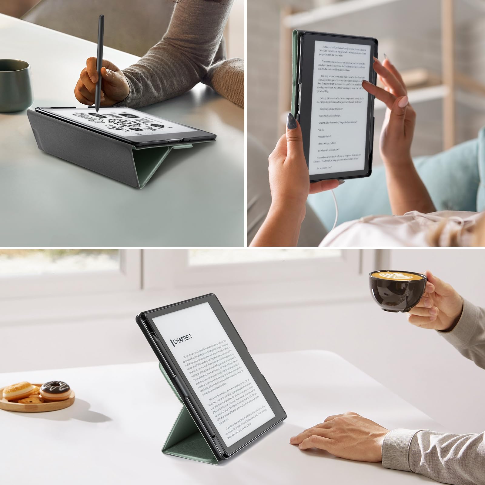CoBak Stand Case for Kindle Scribe - Premium Folio Leather Cover with Pen Holder, Auto Sleep/Wake - Compatible with 10.2 Inch Kindle Scribe (2022/2024 Release)