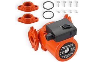 VEVOR F-0011-BF4-J Cast Iron Circulator Pump, 33 GPM, AC 120V 33 ft Hot Water Recirculating Circulation Pump, 1-1/4 in Flange