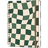 WLPFSAHF Spiral Journal Notebook for Women, Hardcover A5 College Ruled Notebook, 60 Sheet, Thick Paper, Cute Lined Journal for School, Office & Work, 6 x 8.4 in(Green Checkered)
