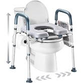 Toilet Seat Riser for Seniors, Adjustable Height &amp; Width, 400lb | Fit Most Toilets Aluminum Frame Handicap &amp; Pregnancy &amp; Elderly