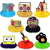 8Pcs 80's Party Decorations 1980s Honeycomb Centerpieces Table Toppers 80's Retro Table Decor Back To The 80s Hip Hop Party Decorations For 1980s Themed Nostalgic Party Supplies