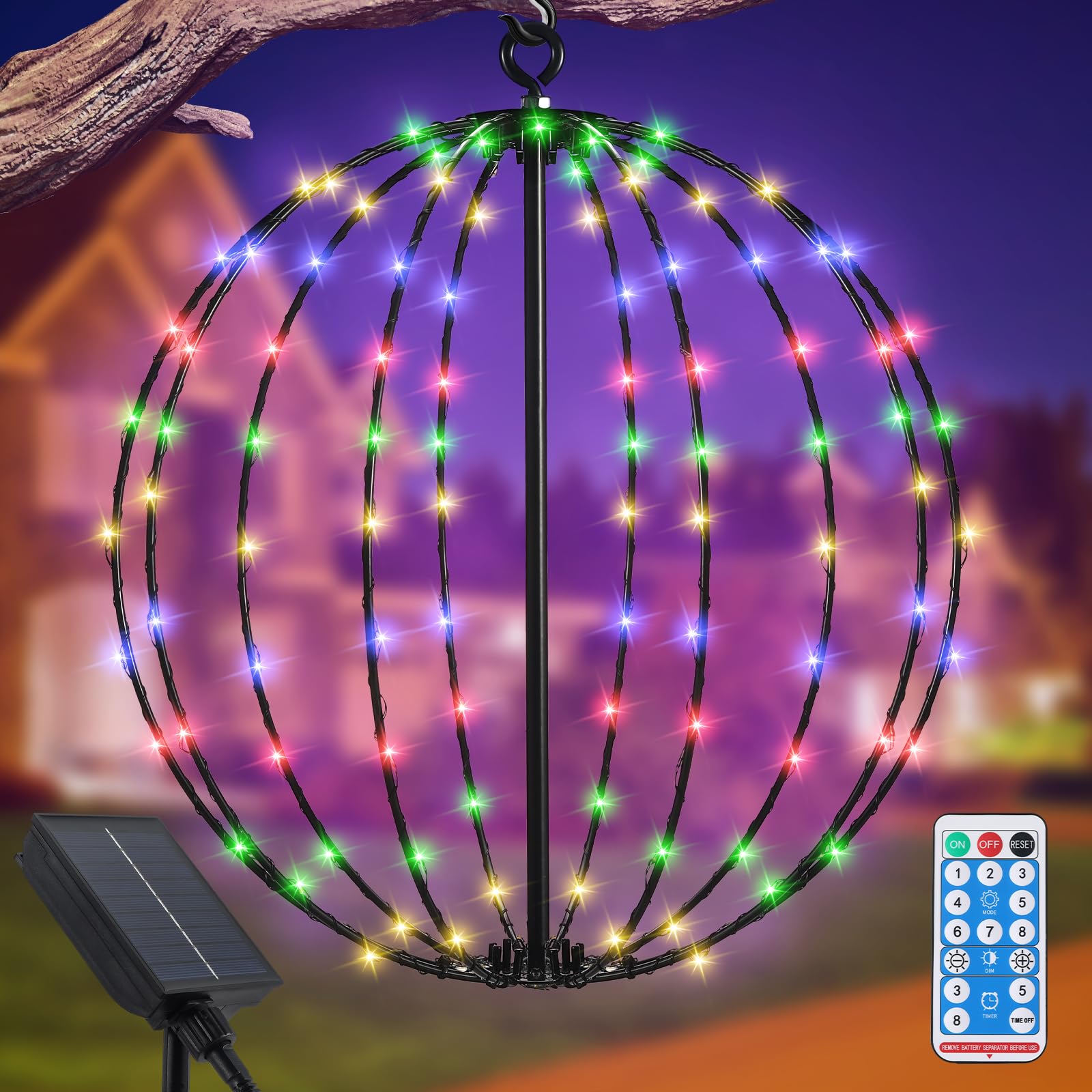 JIMACRO Solar Fairy Lights Outdoor, 30 cm Large Garden Hanging Metal Hanging Solar Lights 120 LEDs Solar Fairy Lights Outdoor Waterproof Solar Lanterns Christmas Decoration Fairy Lights