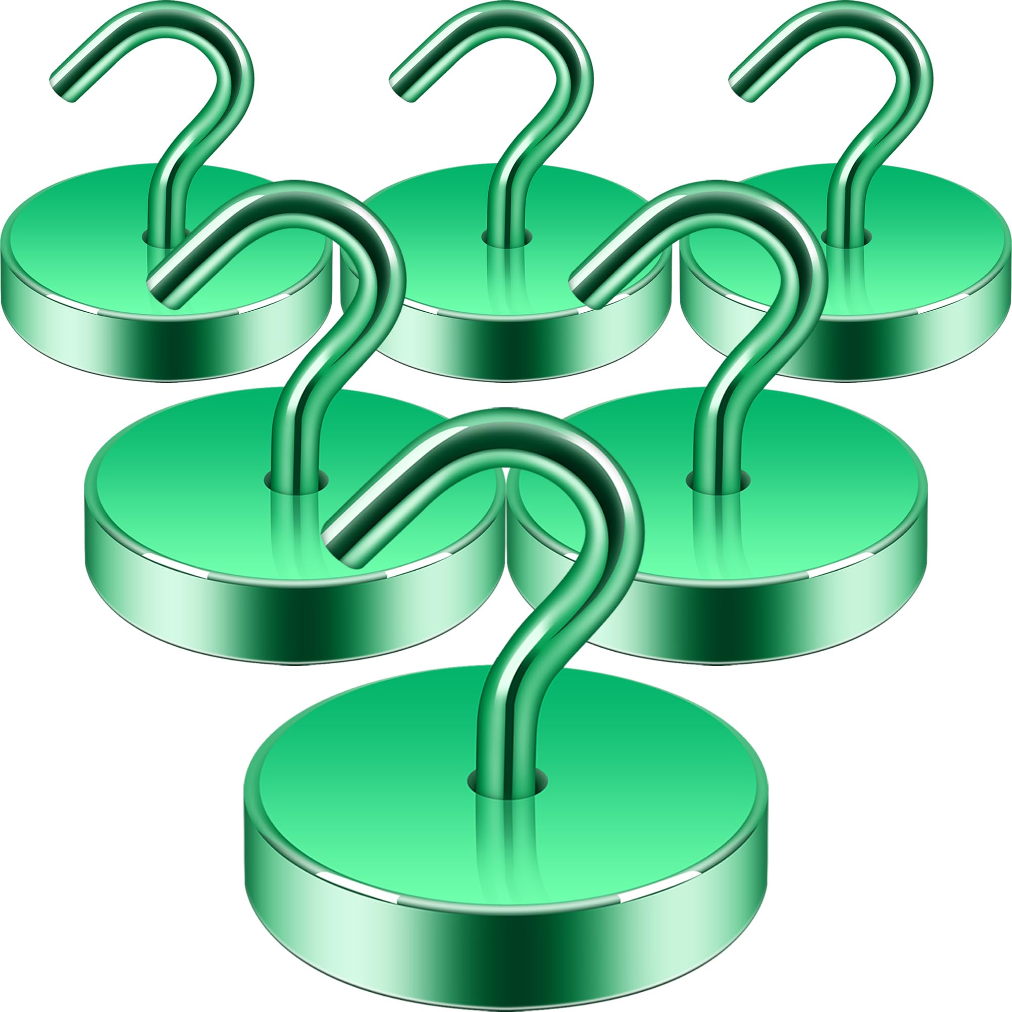 Neosmuk Magnetic Hooks, Cruise Ship Essentials, 100lb+ Heavy Duty Magnetic Hooks for Cruise Cabins, Refrigerator, Grill, Hanging, and Travel | Extra Strong Must-Haves Magnet Hook,Green,Pack of 6