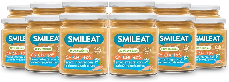 Cachitos de Arroz Integral, Salmón y Guisantes, Pack 12 x 220 g