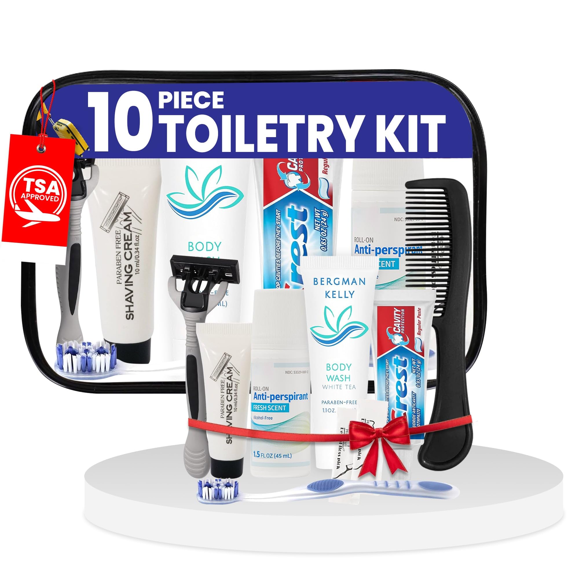 Photo 1 of Trektote Travel Toiletry Kit For Men And Women – 10 Piece Set of Travel Size Toiletries, TSA Compliant, Includes Body Wash, Deodorant, Shaving Cream And Razor, Oral Care, Reusable Toiletry Bag & More