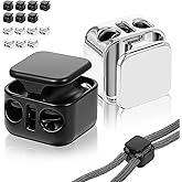 HJZHII 16PCS Metal Heavy Duty Cord Locks, 4mm Rustproof Double Hole Draw String Clip Stopper Fastener Spring Stop Toggle Stoppers Drawstring Clip for Shoelaces Drawstring Hoodie Paracord