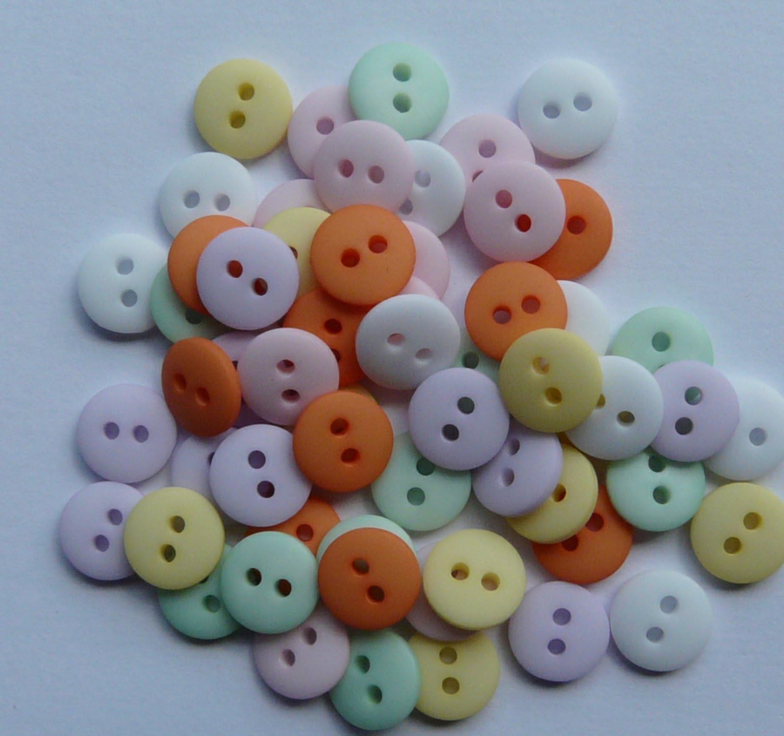 New pack x 60 assorted matt pastel dome buttons size 14 (9mm) baby, craft, sewing