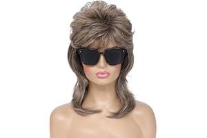 AIRHOSTESS Mullet Wig for Women, Joe Dirt Style, Emo Costume, 80s Fancy Party Accessory, Halloween wig(Light Brown)