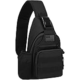 ZHIERNA Tactical Crossbody Bag for Men with Water Bottle Holder, MOLLE EDC Shoulder Sling Chest Bags with USB Charging Port for Travel Walk(Black)