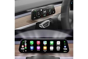 HotSunTesTec 9.6" Heads Up Display for Tesla Model Y & Model 3 - Wireless CarPlay & Android Auto, Ultra-Thin Screen with Fron