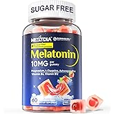 Nextdia Sugar Free Melatonin Gummies 10mg 20mg Magnesium Glycinate Melatonin for Adults, Ashwagandha, L-Theanine, B6, B12, Lemon Balm and Chamomile for Deep Relaxation, Antioxidant, Vegan, 60 Day