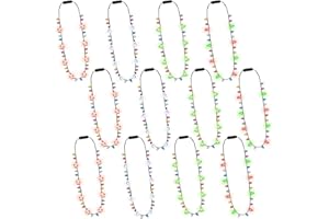 Traplace 12PCS Bulbs Light Christmas Neckalce Light up, Light Christmas Neckalce Bulk with 3 Glow Styles, Snowman Strawberry Santa Tree Neckalces for Xmas Party Accessories Favors