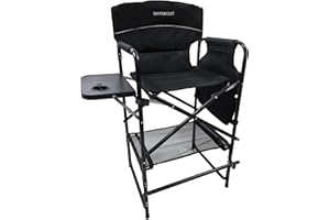 WKFAMOUT Tall Directors Chair 30.7" Seat Height Folding Makeup Chair with Side Table Folding Camping Chair Portable with Footrest for Outdoor Indoor Supports 350LBS