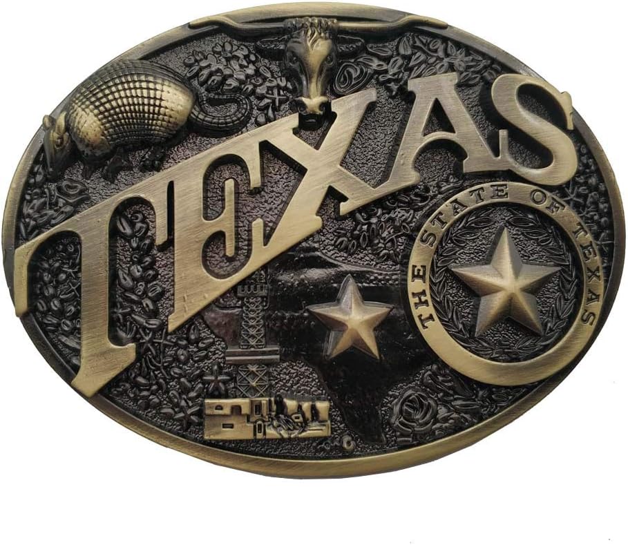 Modern Texas Belt Buckle Brass Heritage Western Star Bull Buckles Cowboy