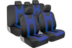 BDK carXS Seat Covers for Cars, Blue Two-Tone with Matching Back Seat Cover, Made to Fit Most Auto Truck Van SUV, Interior Car Accessories, Full Set