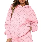 BAIGRAM Women Oversized Ditsy Floral Fleece Hoodies Snowflake Print Hooded Sweatshirt 2025 Y2K Aesthetic Fall Pullover