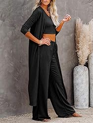 Fessceruna Womens 3 Piece Lounge Sets Pajamas Knit