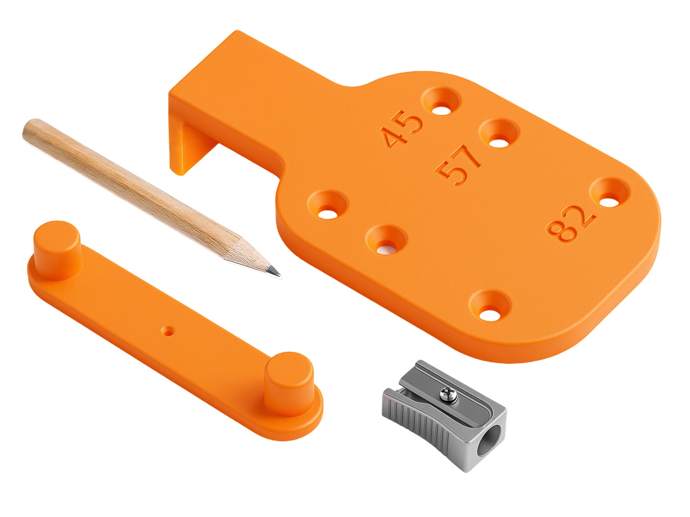 Decoralin Door Handle & Mortice Lock Marking Jig Set – Template for 45mm, 57mm & 82mm Backset – Edge Center Finder 1–54mm – Includes Pencil & Sharpener – Easy Accurate Door Handle Installation