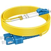 RamboCables-OS2 SC to LC Single Mode Fiber Patch Cables SM, 30ft/10m | Singlemode Fiber Optic Cable Duplex, LSZH, 10G/40G/100G SMF, 9/125&mu;m, OD 2.0mm
