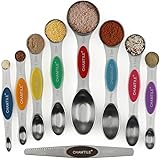Magnetic Measuring Spoons Set Stainless Steel Dual Sided Stackable Teaspoon Tablespoon Nesting Measuring Spoon for Measuring 