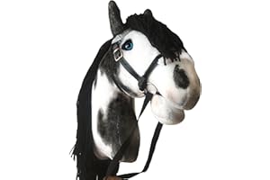HORSE RELATED GIFTS Hobby Horse Pinto A3 | Realistic Toy Horse on a Stick | Black and White Hobbyhorse
